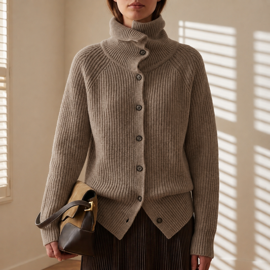 Alera Women's Knit Cardigan | Premium Wool Blend, Elegant Turtleneck 0