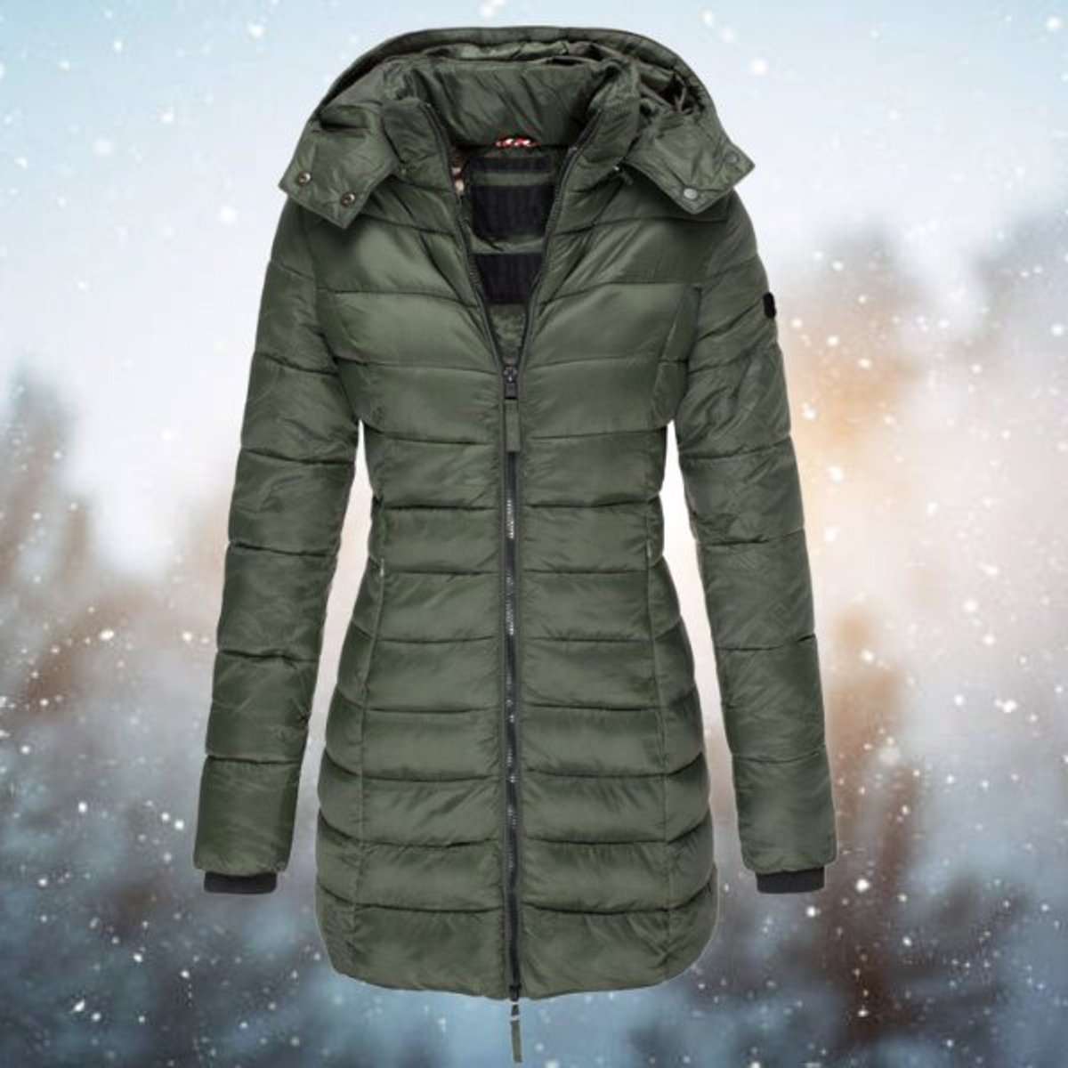 Amelia Women's Long Hooded Puffer Jacket | Quilted Insulation, Mid-Thigh Length 2