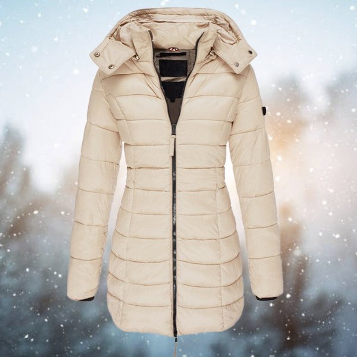 Amelia Women's Long Hooded Puffer Jacket | Quilted Insulation, Mid-Thigh Length 3