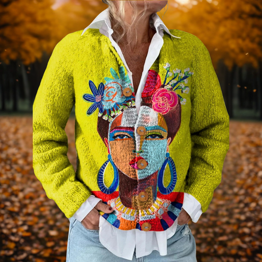 Arden Women's Art Printed Cardigan | Soft Breathable Knit, Relaxed Fit 0