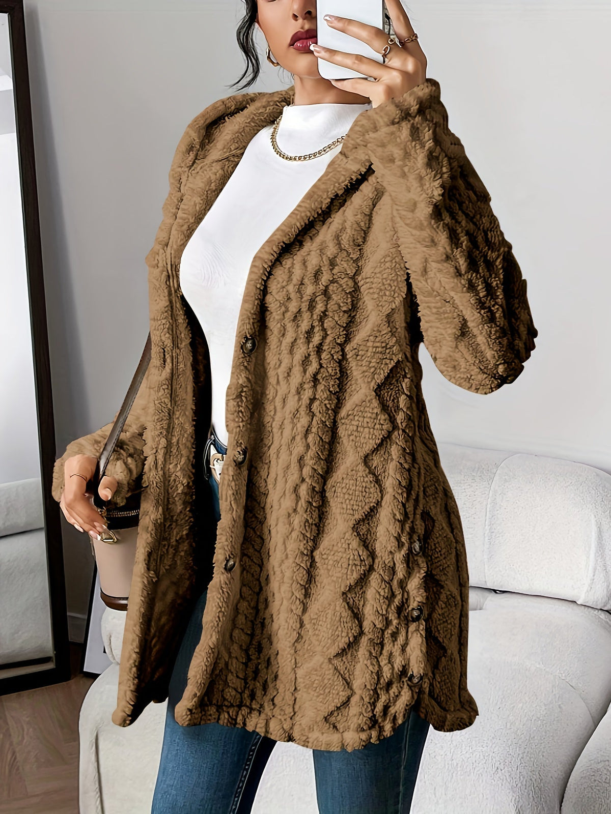 Arden Women's Black Cardigan | Plush Softness, Hooded Relaxed Fit 3