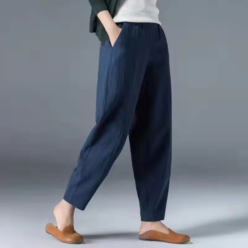 Dara Women's Trousers | Lightweight Linen Pants, Breathable Tapered Ankle 1