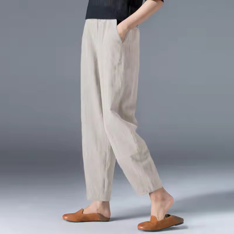 Dara Women's Trousers | Lightweight Linen Pants, Breathable Tapered Ankle 3