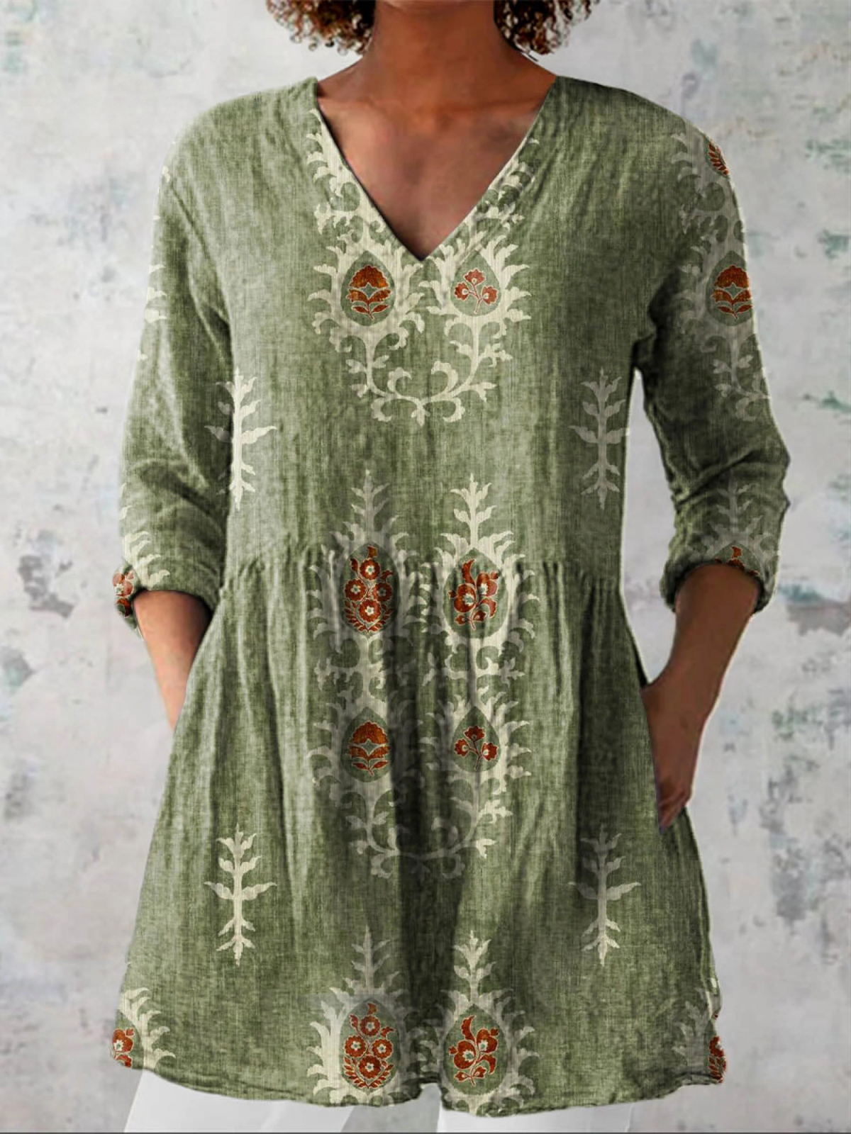 Elise Women's Long Blouse | Lightweight V-Neck, Fluid Fit 0