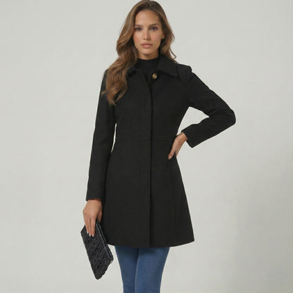 Emmara A-Line Coat | Elegant Button Closure