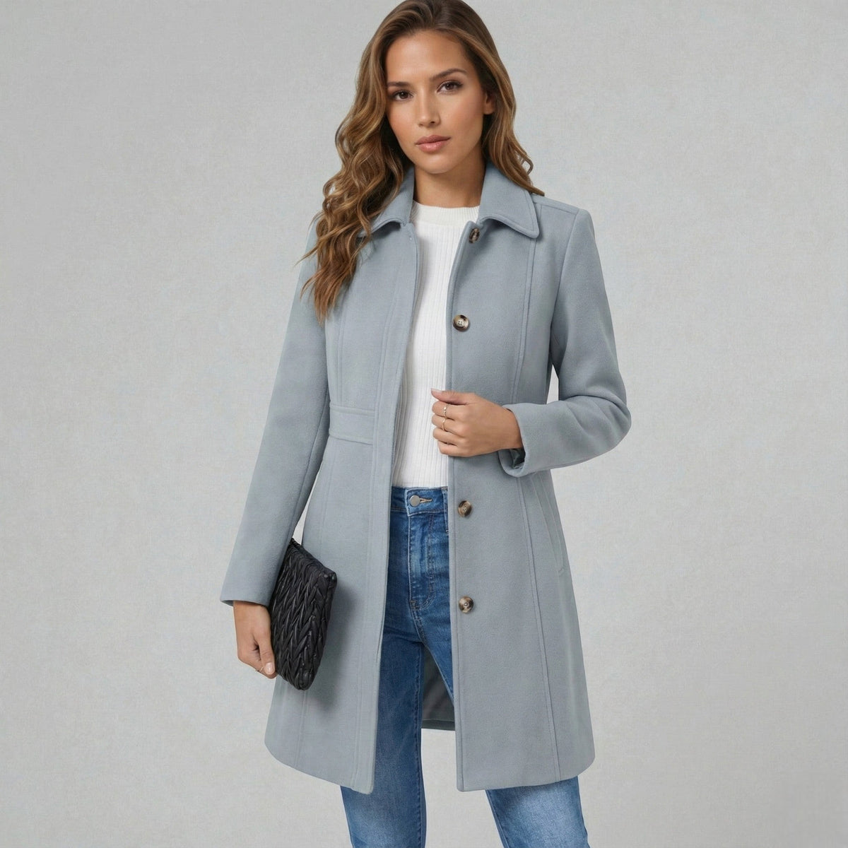 Emmara A-Line Coat | Elegant Button Closure