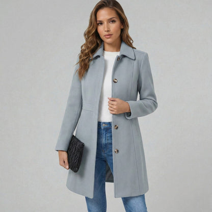 Emmara A-Line Coat | Elegant Button Closure