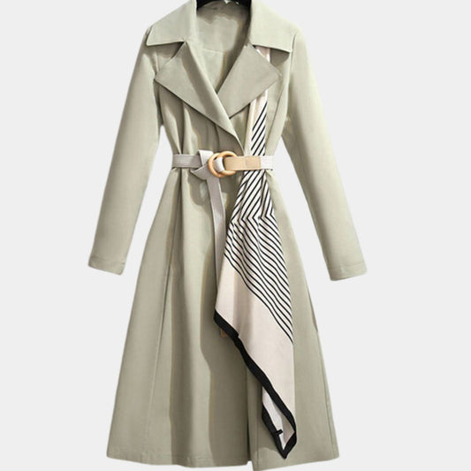 Evelyn Midi Trench Coat | Women's Belted A-Line Design, Knee-Length