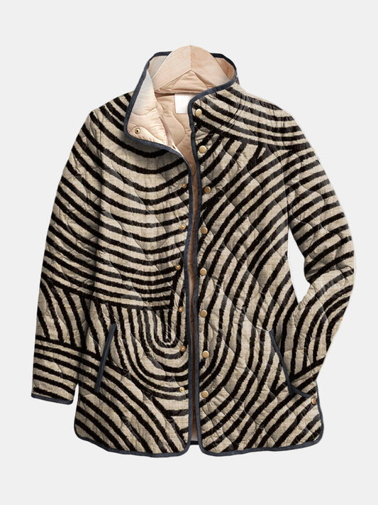 Fern Women's Quilted Jacket | Retro Circle Pattern, Lightweight Insulated 0