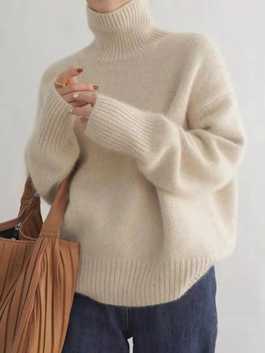 Harper Women's Oversized Turtleneck Sweater | Cashmere Knit Cozy Fit 0