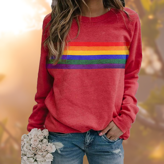Haven Women's Soft Sweater | Polyester Rainbow Pattern Loose Fit 0