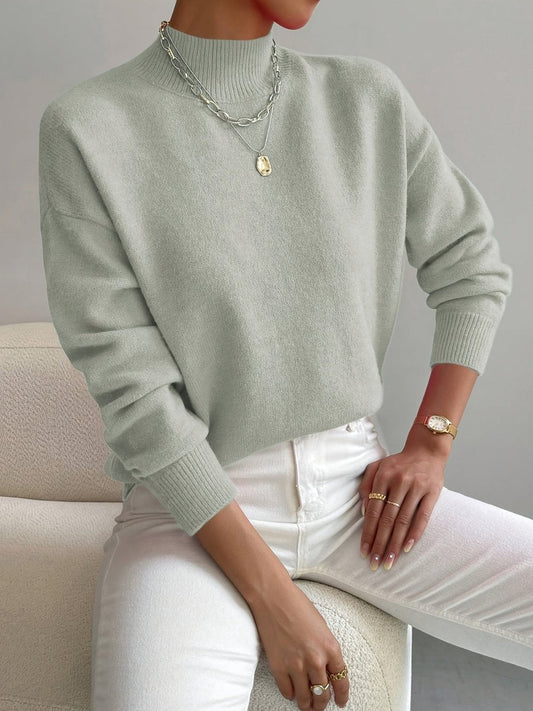 Isla Women's Knit Turtleneck Sweater | Relaxed Fit, Mock Neck 0