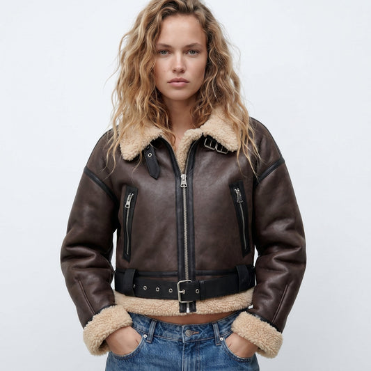 Ivy Women's Bomber Jacket | Double-Sided Shearling, Warm Winter Coat 0