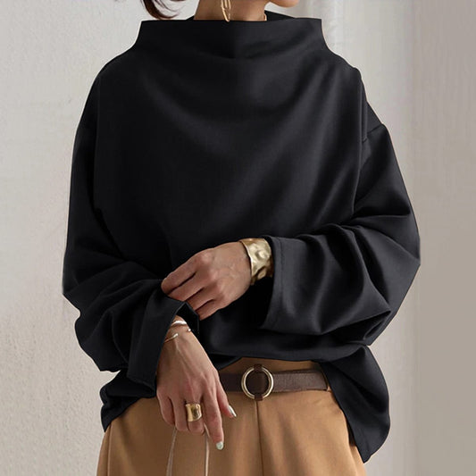 Layla Women's Oversized Sweater | Mock-Neck Knit Relaxed Pullover 0