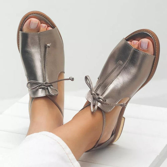 Liora Sandals for Women | Metallic Leather, Adjustable Fit