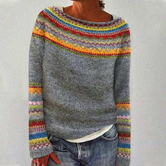 Liora Women's Sweater | Retro Print, Long Sleeve 0
