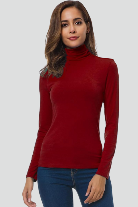 Lyra Women's Turtleneck Sweater | Long Sleeve Plain Knit 0