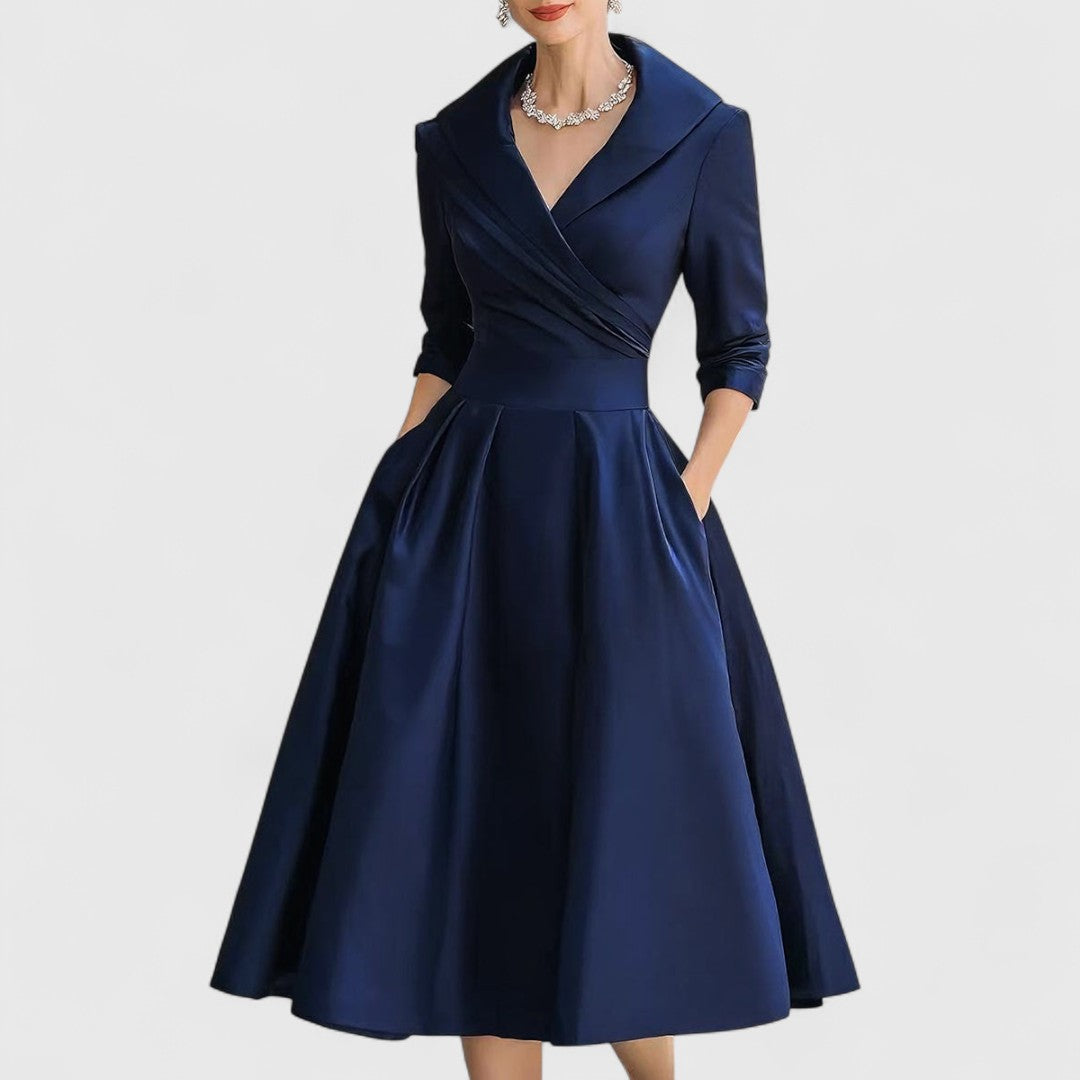 Mila Women's Midi Dress | Elegant V-Neck, Flared Skirt, Plus Size Available 0