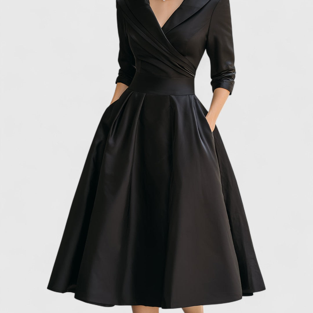 Mila Women's Midi Dress | Elegant V-Neck, Flared Skirt, Plus Size Available 6