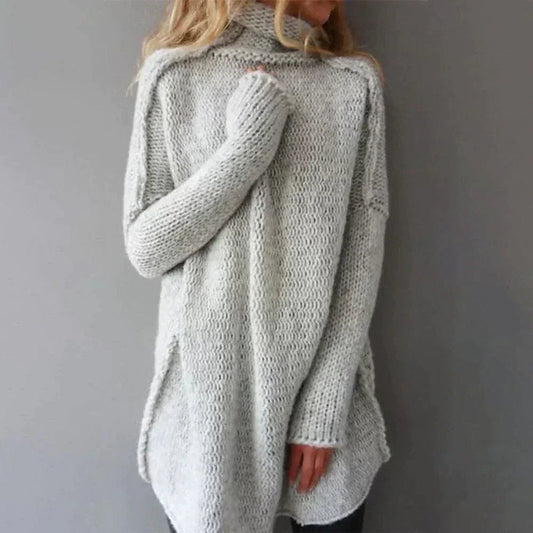 Olive Women's Oversized Chunky Knit Turtleneck Sweater | Relaxed Fit, Longline Silhouette 0