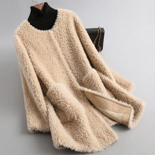 Olivia Shearling Coat | Ultra-Soft Sheepskin, Elegant Draped Silhouette