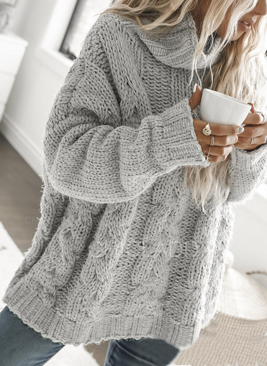 Sandy Women's Cable Knit Turtleneck Sweater | Soft Polyester, Cozy Warmth 0