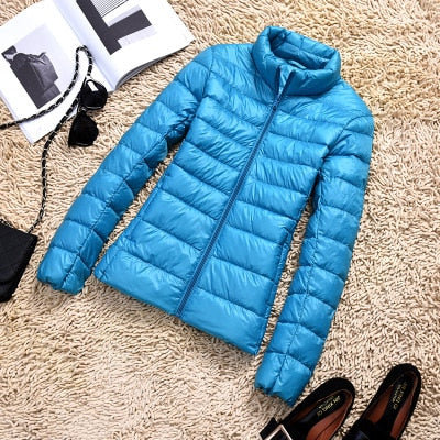 Sela Women's Puffer Jacket | Quilted, Glossy Finish, Short Zip-Up Coat 14