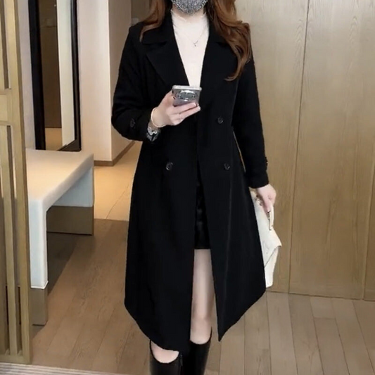 Sera Black Trench Coat Women | Waist-Defining, Lightweight Design