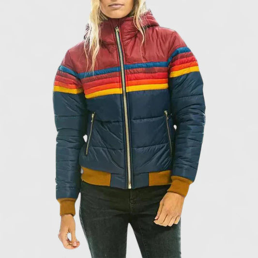 Seren Women's Puffer Jacket | Padded Insulation, Retro Stripes 0