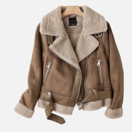 Valmonti Women’s Moto-Style Jacket | Suede with Lambswool Lining 0