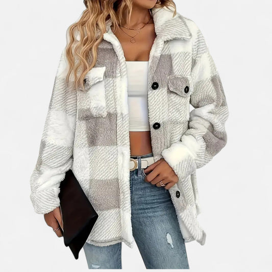 Valmonti Women’s Winter Jacket | Checkered Plush, Warm Comfort 0