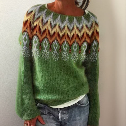 Vela Women's Oversized Sweater | Cozy Fair Isle Knit, Relaxed Fit 0