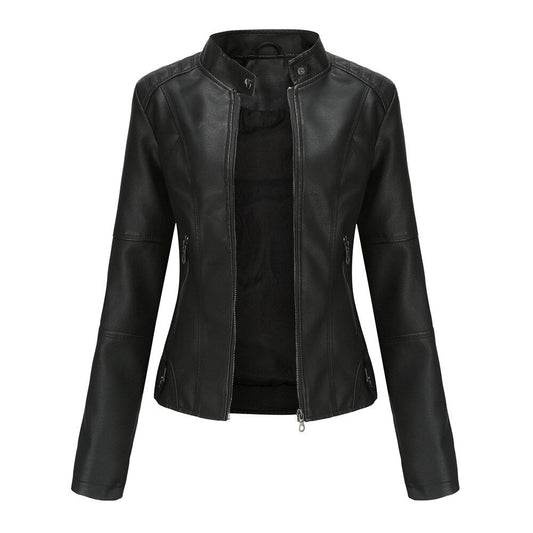 Wren Women's Faux Leather Jacket | Mandarin Collar, Comfortable Fit 0