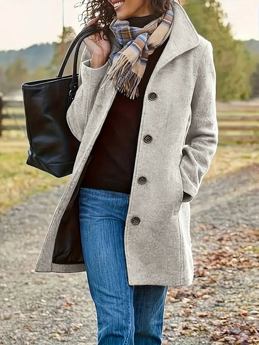 Wren Women's Mid-Length Coat | Button-Front, Lapel Collar 0