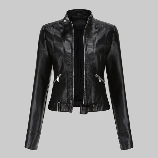 Wynna Women's Faux Leather Jacket | Stand Collar, Versatile Design 0